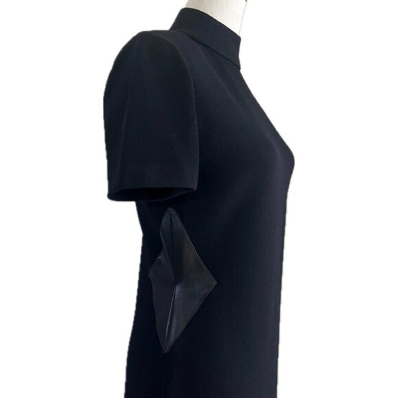 Vintage St. John Collection by Marie Gray Black Knit Mid-length dress leather SM - Picture 3 of 5